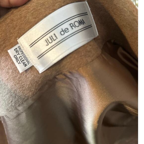 Vintage Juli de Roma Coat Women's Large Tan Brown Kajjmir Faux Cashmere Overcoat - Picture 4 of 9